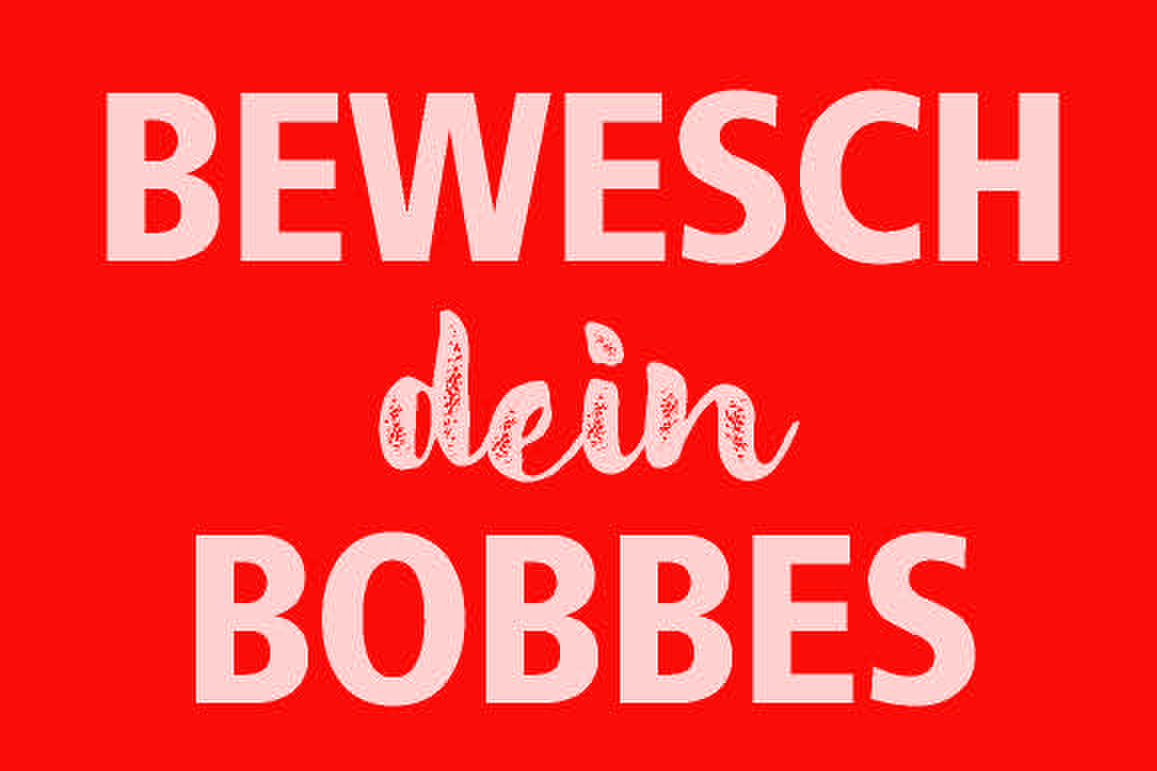 Postkarte mit der Aufschrift "Bewesch dein Bobbes". 