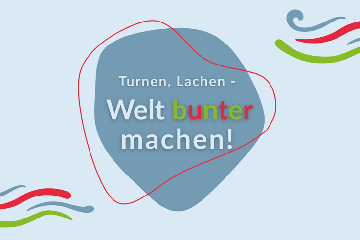 Eine Grafik mit der Aufschrift des Landeskinderturnfest-Mottos.