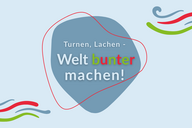 Eine Grafik mit der Aufschrift des Landeskinderturnfest-Mottos.