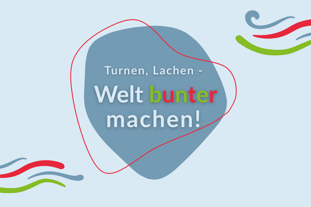 Eine Grafik mit der Aufschrift des Landeskinderturnfest-Mottos.