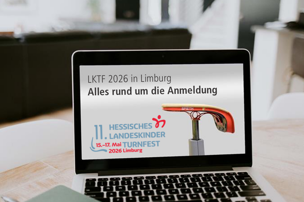 Ein Laptop mit der Aufschrift zur Info-Veranstaltung.