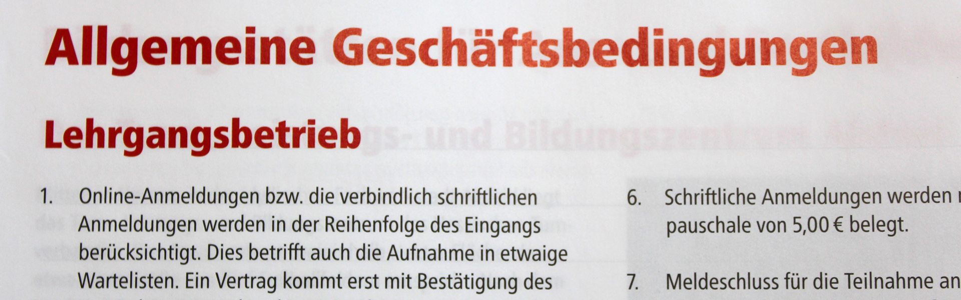 Ein Ausschnitt von einem Text der die Allgemeinen Geschäftsbeziehungen zeigt.