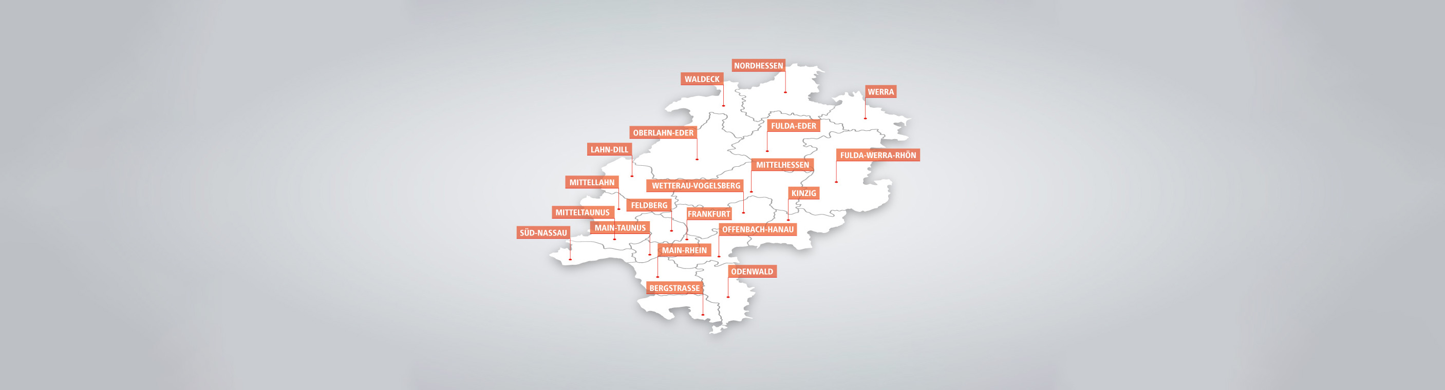 Eine Karte von Hessen mit Turngau-Markierungen.
